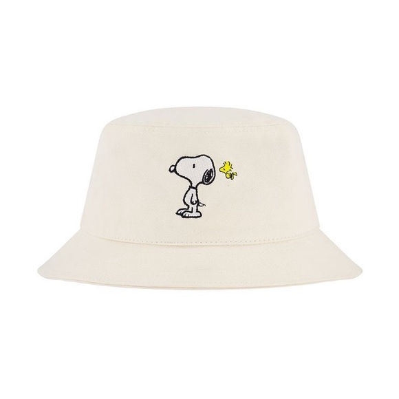 🆕 Peanuts Snoopy and Woodstock Bucket Hat Unisex Cream Color - Picture 1 of 9